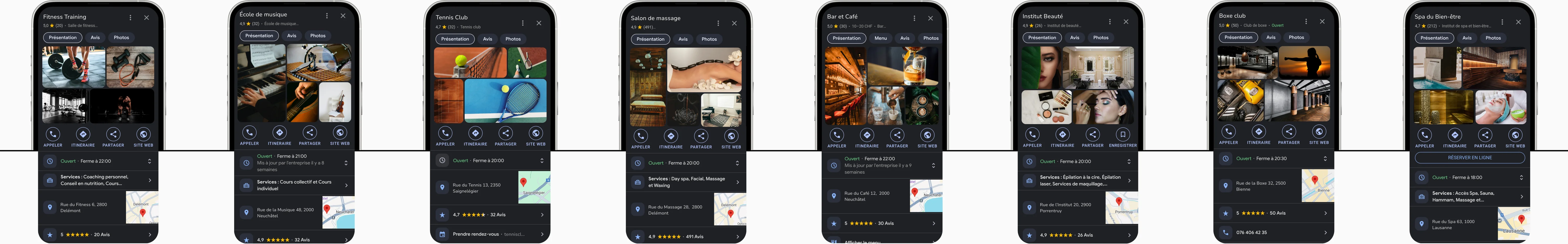 Mockup mobile d’une fiche Google Business optimisée créée avec LocaLine
